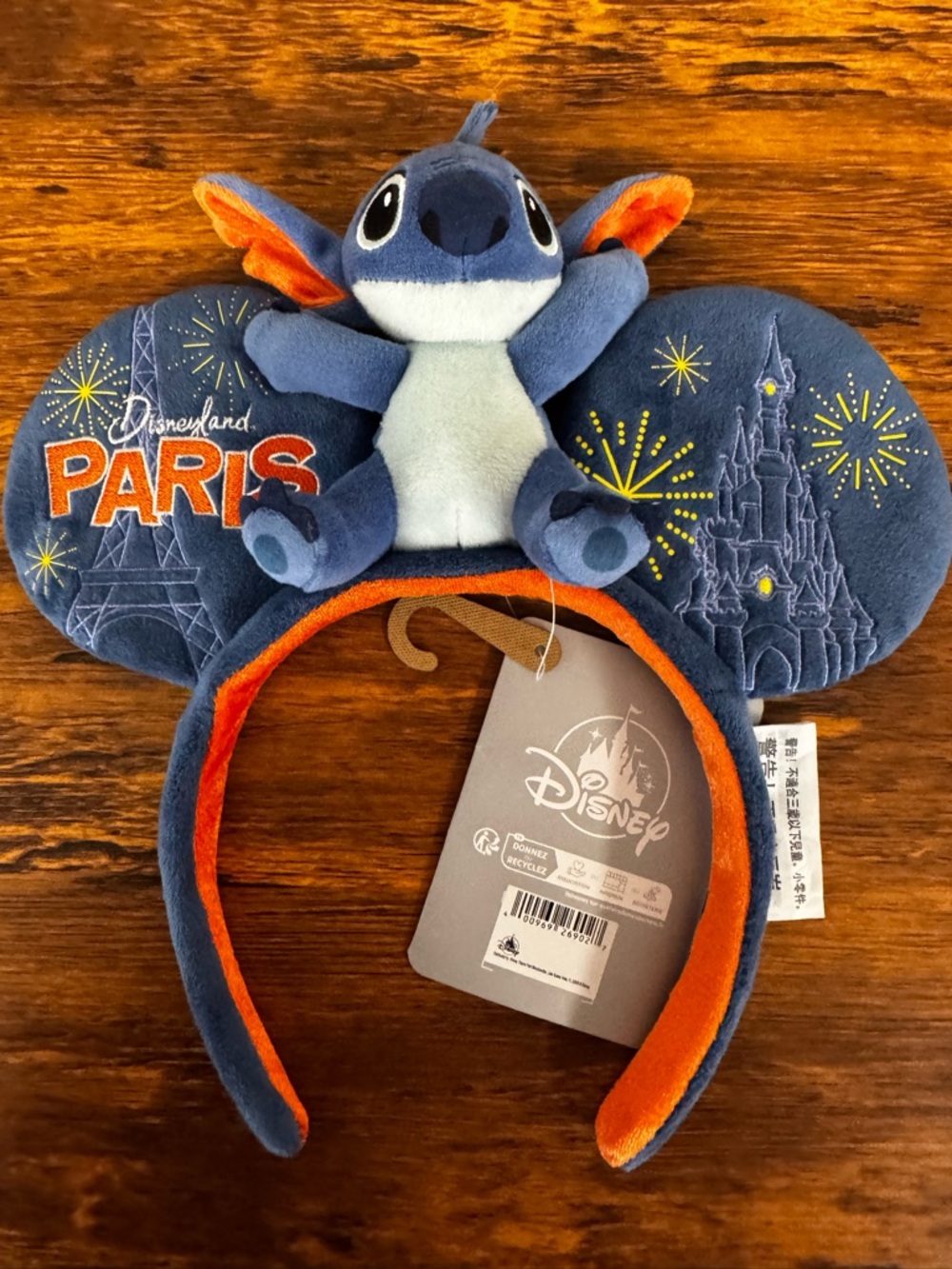 Disney Parks Disneyland Paris Stitch Plush Duckling Firework Castle Ear Headband